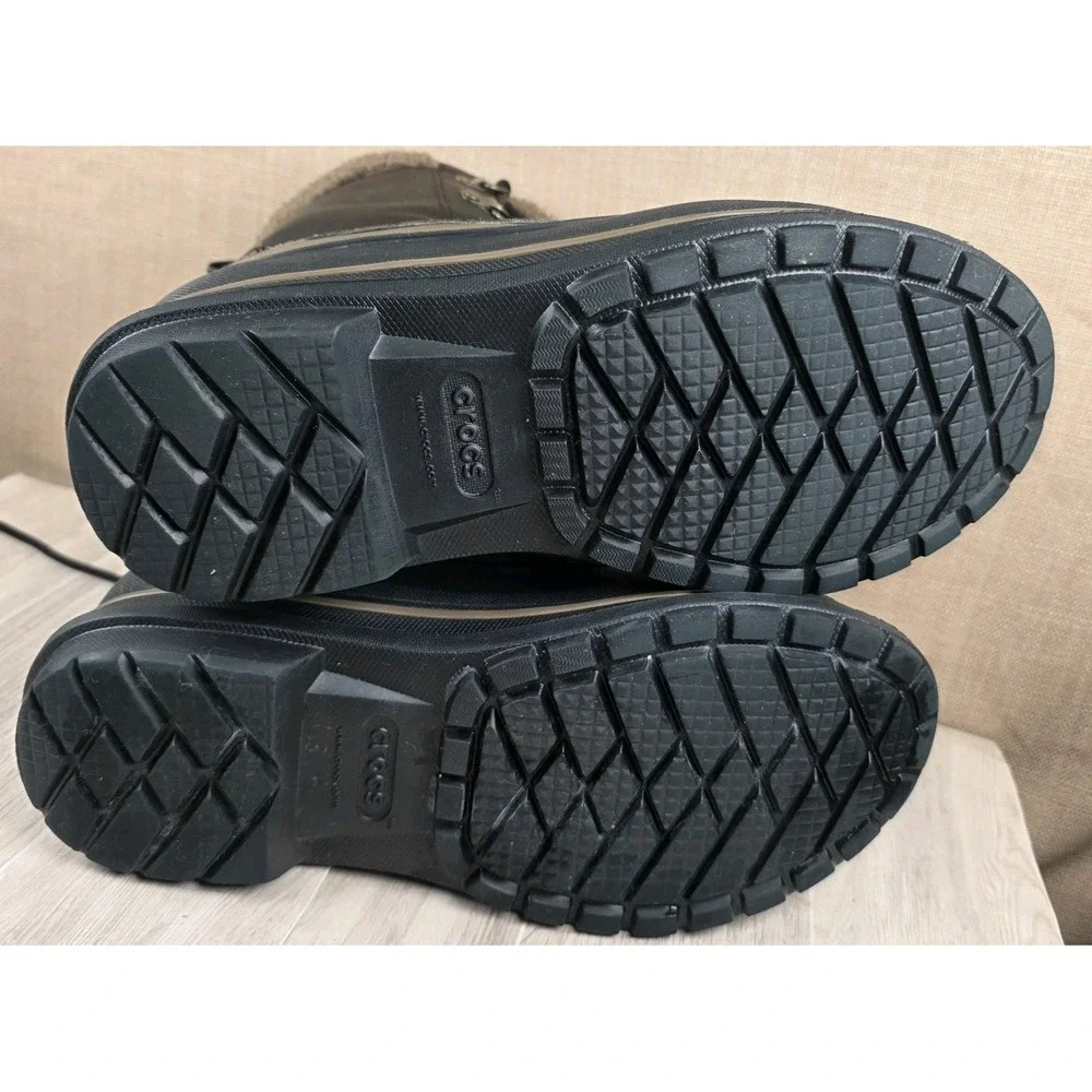 Crocs AllCast II Waterproof Dark Brown Mid Calf Lace‎ Up Snow Boots Men's Size 9